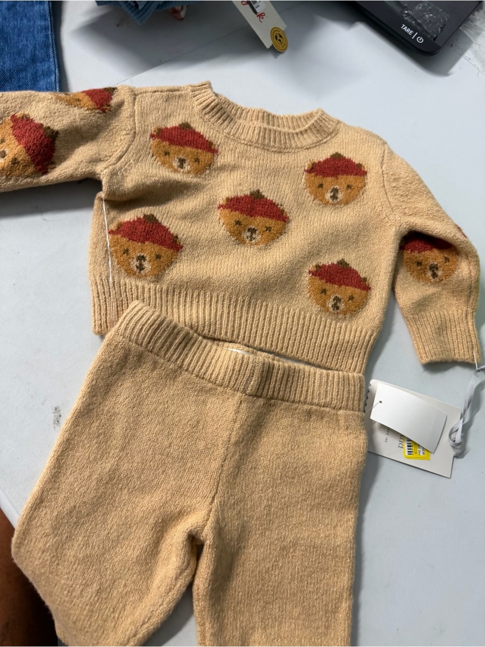 Cloud Island newborn boys two-piece knit outfit new with tags brown